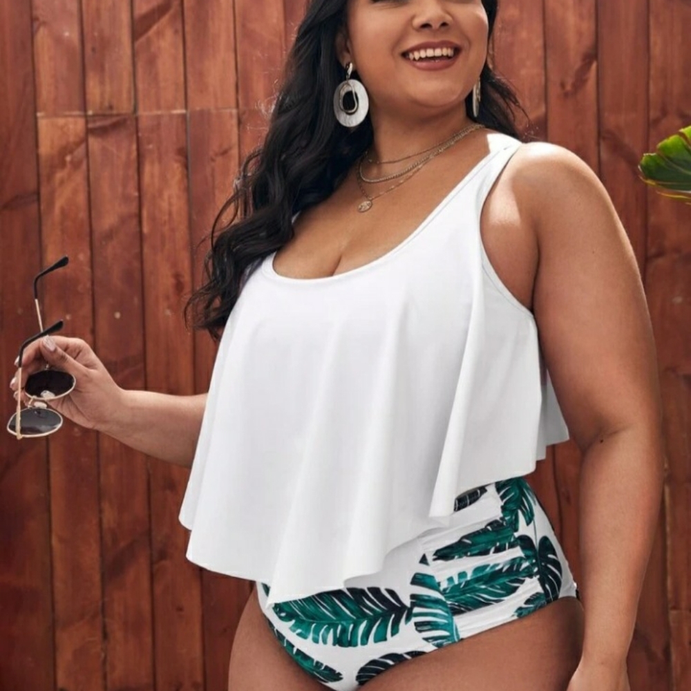 Plus Tropical Hanky Hem Bikini Swimsuit